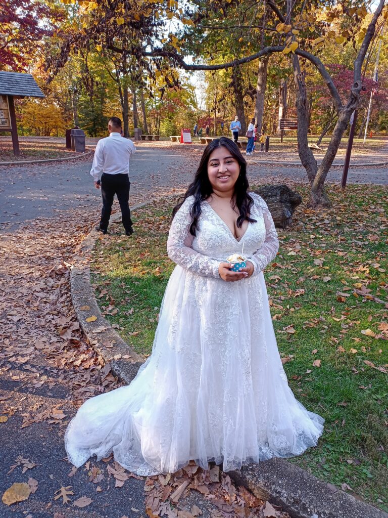 Woman wearing a wedding dress