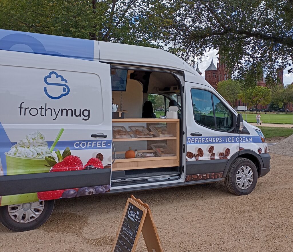 Frothy mug truck window